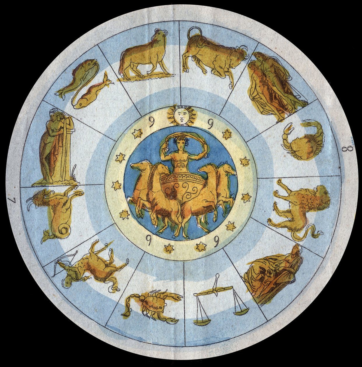 Sinal astrológico - gravura de "Usos e Costumes de Todos os Povos do Universo". Ou melhor, a história do governo, das leis, das milícias, da religião de todas as nações desde os tempos mais remotos até aos nossos dias" 1856 de Unknown artist