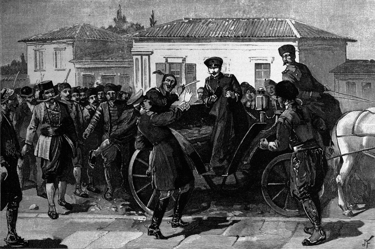 Ataque ao Príncipe Fernando I (Czar da Bulgária) (1861-1948) de Unknown artist