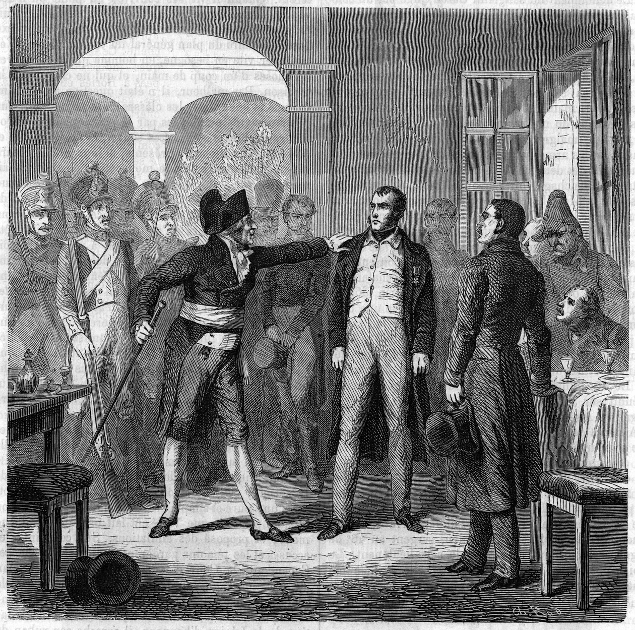 Tentativa de insurreição da cidade de Toulon: prisão de Carbonaro (fabricante de carvão) Armand Valle, ex-capitão das Armees Napoleônicas em 1822. de Unknown artist