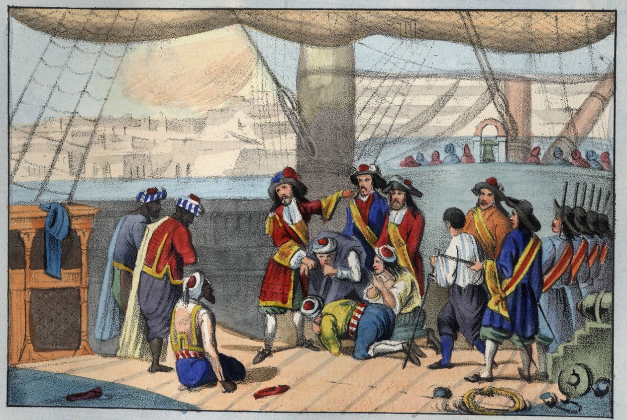 Agosto de 1682: bombardeamento de Argel por Duquesne. (Abraão, Marquês Duquesne de Unknown artist
