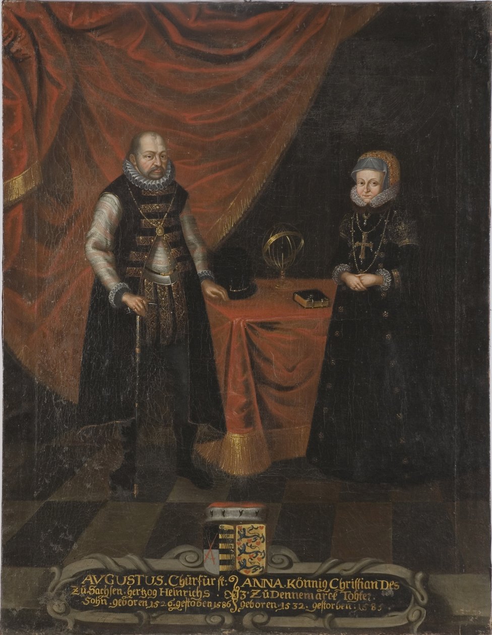 Auguste I, Eleitor de Saxe e Príncipe Anne du Danemark - Retrato de Augusto (1526-1586), Eleitor da Saxônia e Anne da Dinamarca (1532-1585), Eletricista da Saxônia, Anônima . Óleo sobre tela. Dimensão : 103x79,5 cm. Nationalmuseum Estocolmo de Unknown artist