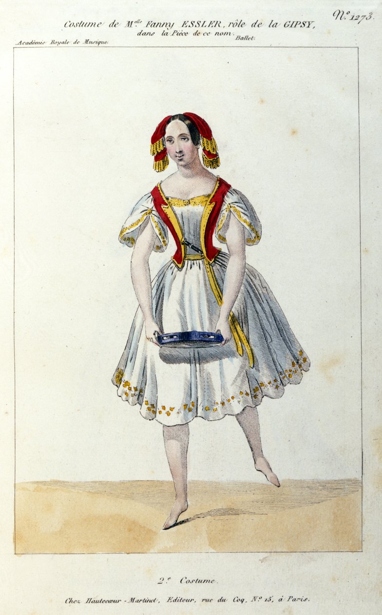 A bailarina austríaca Fanny Elssler (1810-1884) no ballet "La gipsy" estampa do século XIX de 1839 de Unknown artist