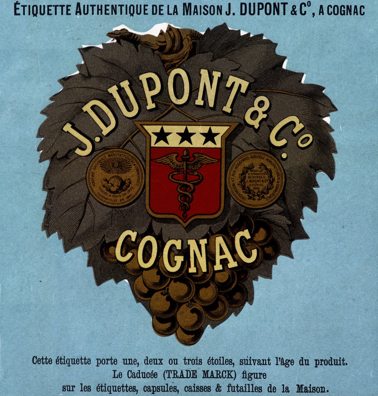 Etiqueta autêntica de J. Dupont & C¡, Cognac. edição de 1882 de Unknown artist