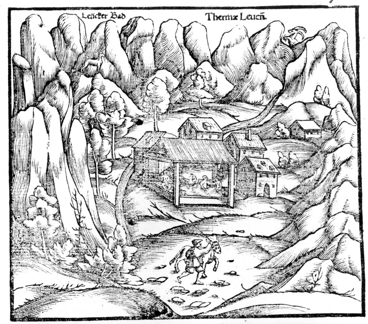 Banhos de Baden (Áustria), gravura do século XVI. de Unknown artist