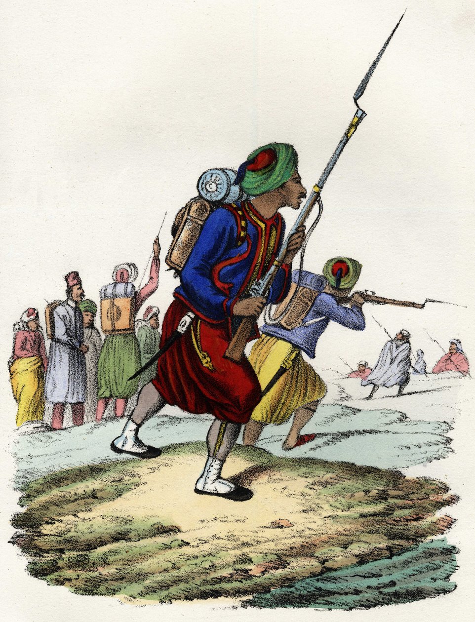 Batalhão de Zouaves do exército francês de África, composto de nativos e formado pelo General Clausel em 1830 para a expedição do Atlas à Argélia. Em "Storia d