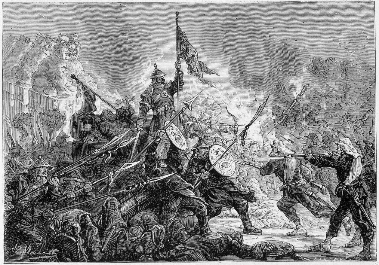 Batalha de Palikao: derrota do exército Manchu perante a Força Expedicionária Franco-britânica, 21/09/1860 - de Unknown artist