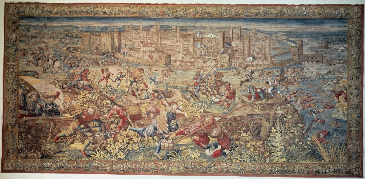 Batalha de Pavia. Tapeçaria. Século XVII. Museu de Capodimonte, Nápoles. de Unknown artist
