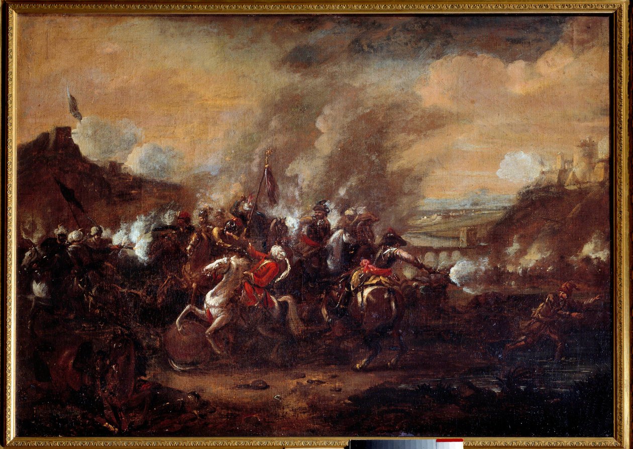 Batalha de Viena: "O levantamento do cerco de Viena pelos turcos em setembro de 1683" Vitória das tropas da coalizão cristã lideradas por João III Sobieski, Leopolid I e Carlos de Lorena. Pintura anónima do século XVII. Nancy, historiadora musee de Unknown artist