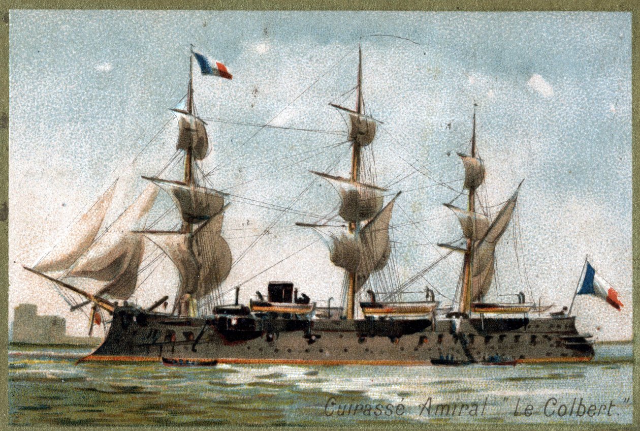Almirante de Batalha "O Colbert". Cromolitografia do século XIX. de Unknown artist