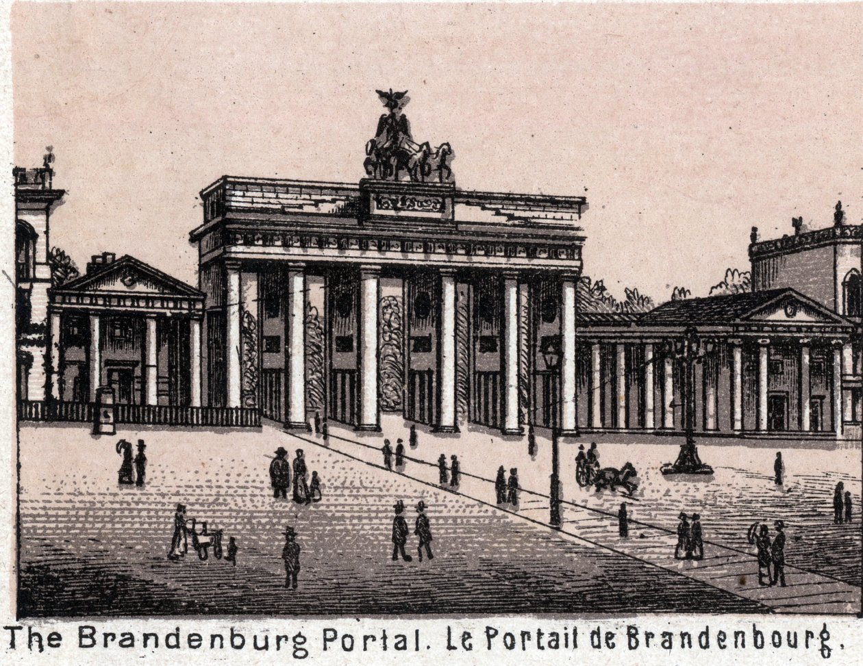 Berlim, Alemanha: vista do Portal Brandenburg. em "O mundo ilustra 168 vistas" Sem data (final do século XIX) de Unknown artist