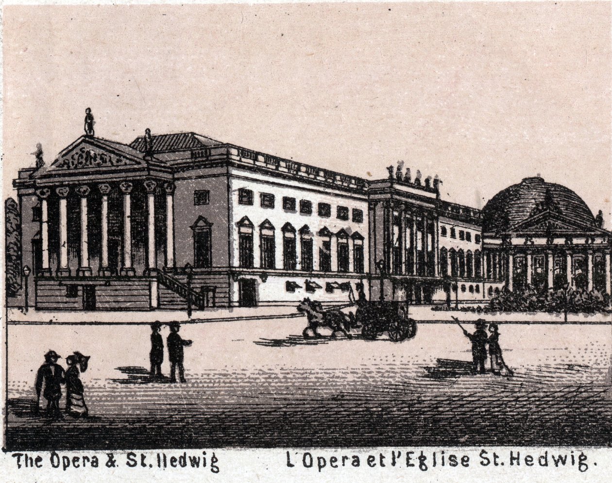 Berlim, Alemanha: vista da ópera e da igreja de Santa Hedwig (Ópera e Santa Hedwig). in "O mundo ilustra 168 vistas" Sem data (final do século XIX) de Unknown artist