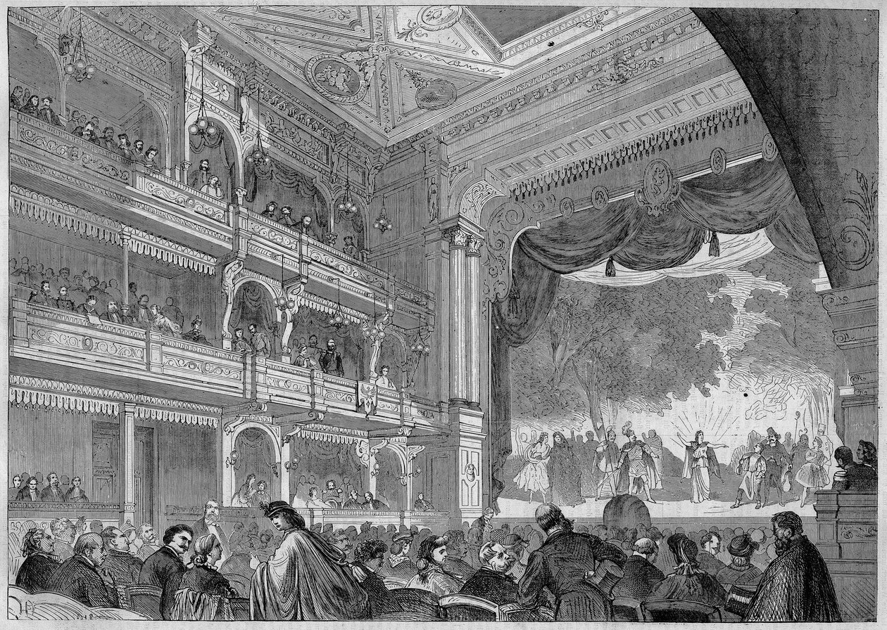 Berlim, vista do novo salão do Wallner Theatre reconstruído em 1865. Em "L