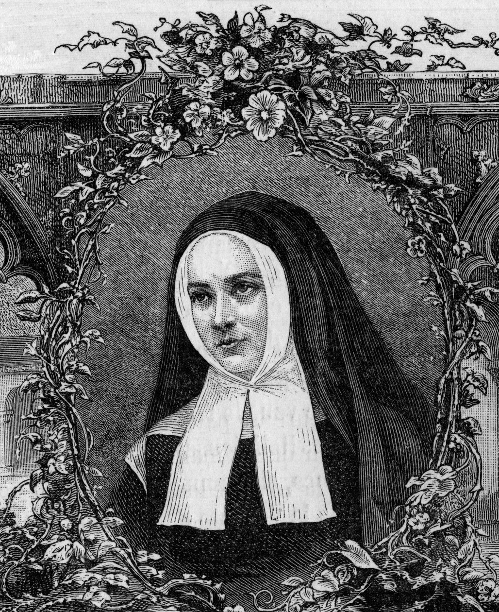 Bernadette Soubirous (1844-1879) em vestido religioso. Gravado a partir de 1877. de Unknown artist
