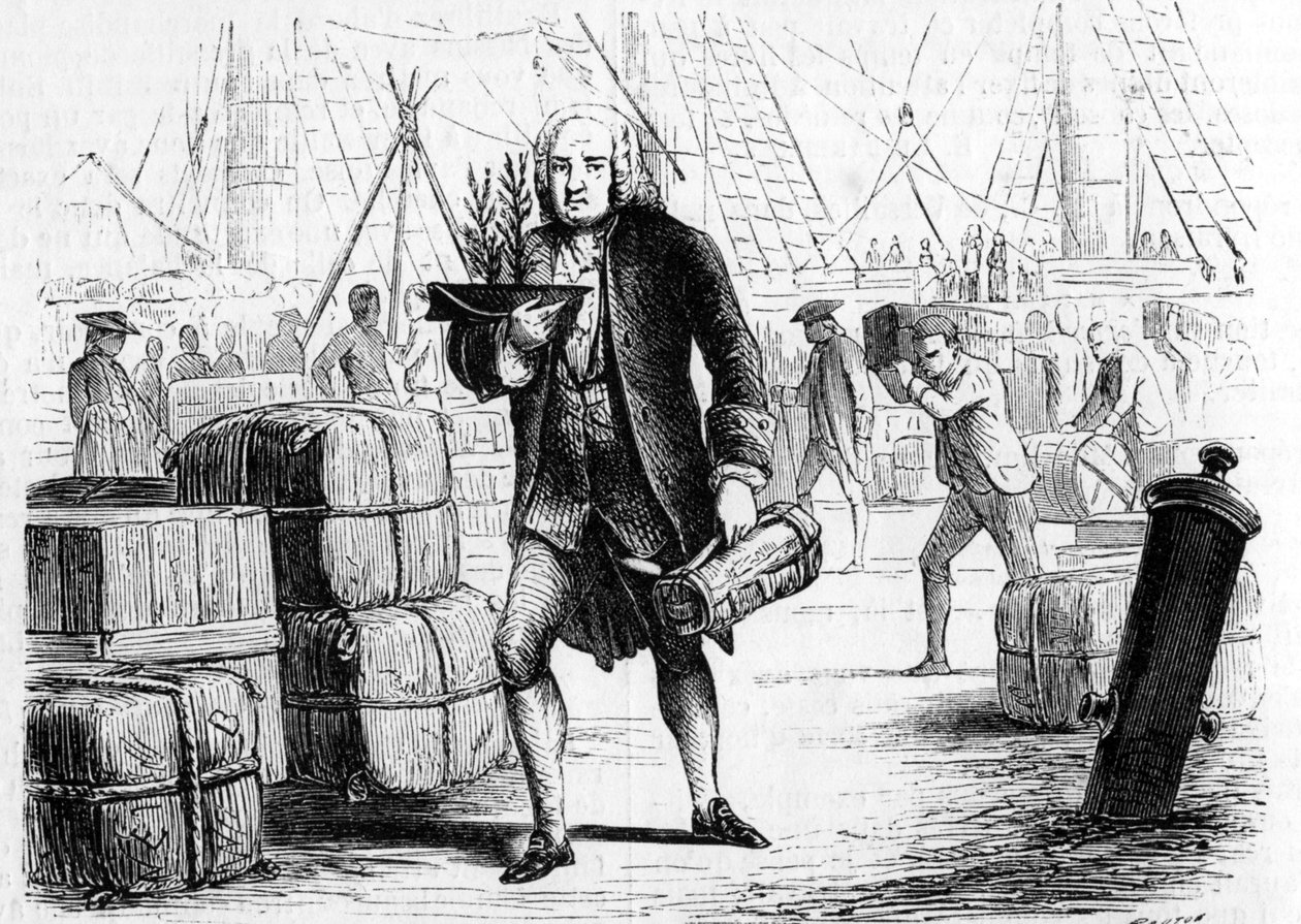 Bernard de JUSSIEU (1699-1777), botânico e naturalista francês, a relatar o cedro do Líbano. Gravura de 1856 de Unknown artist