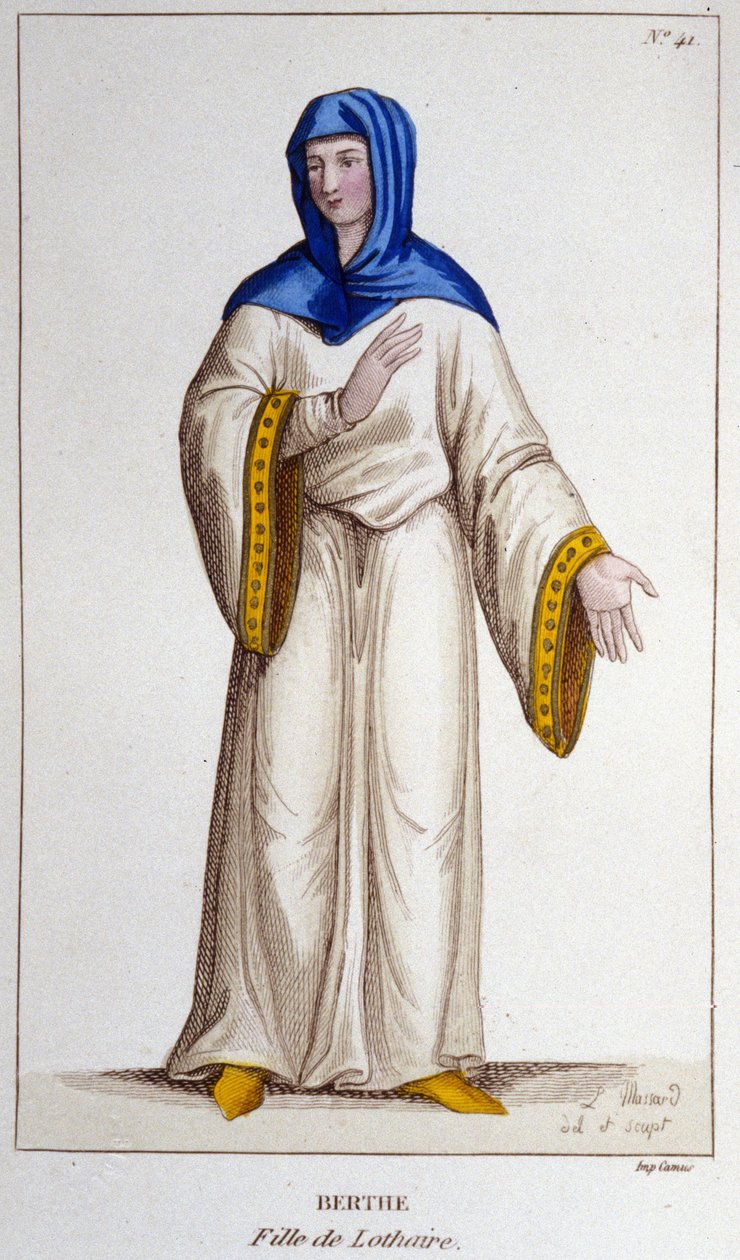 Berthe, filha de Lotharia II, Rei de Lotharingia. gravura de 1830 de Unknown artist