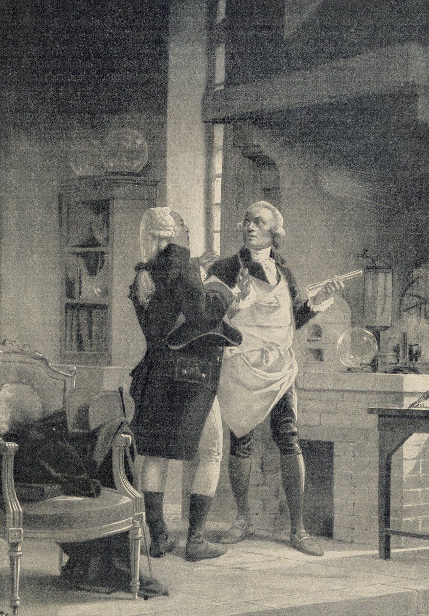 Berthollet visitando Lavoisier no laboratório da Sorbonne - em "O universo e a humanidade" de H. Kraemer de Unknown artist
