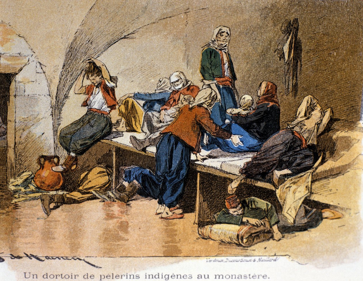 Bethleem. Um dormitório de peregrinos no mosteiro. Século XIX. de Unknown artist