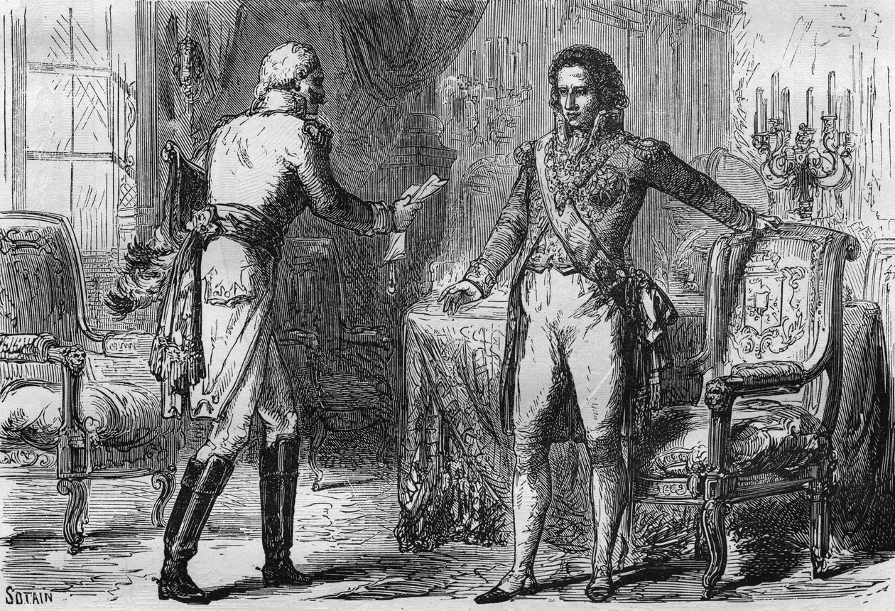 Traição de Bernadotte - Jean Baptiste Jules Bernadotte (1763-1844) recebeu um enviado (agente secreto) da Prússia para Estocolmo, Suécia, em 18 de dezembro de Unknown artist