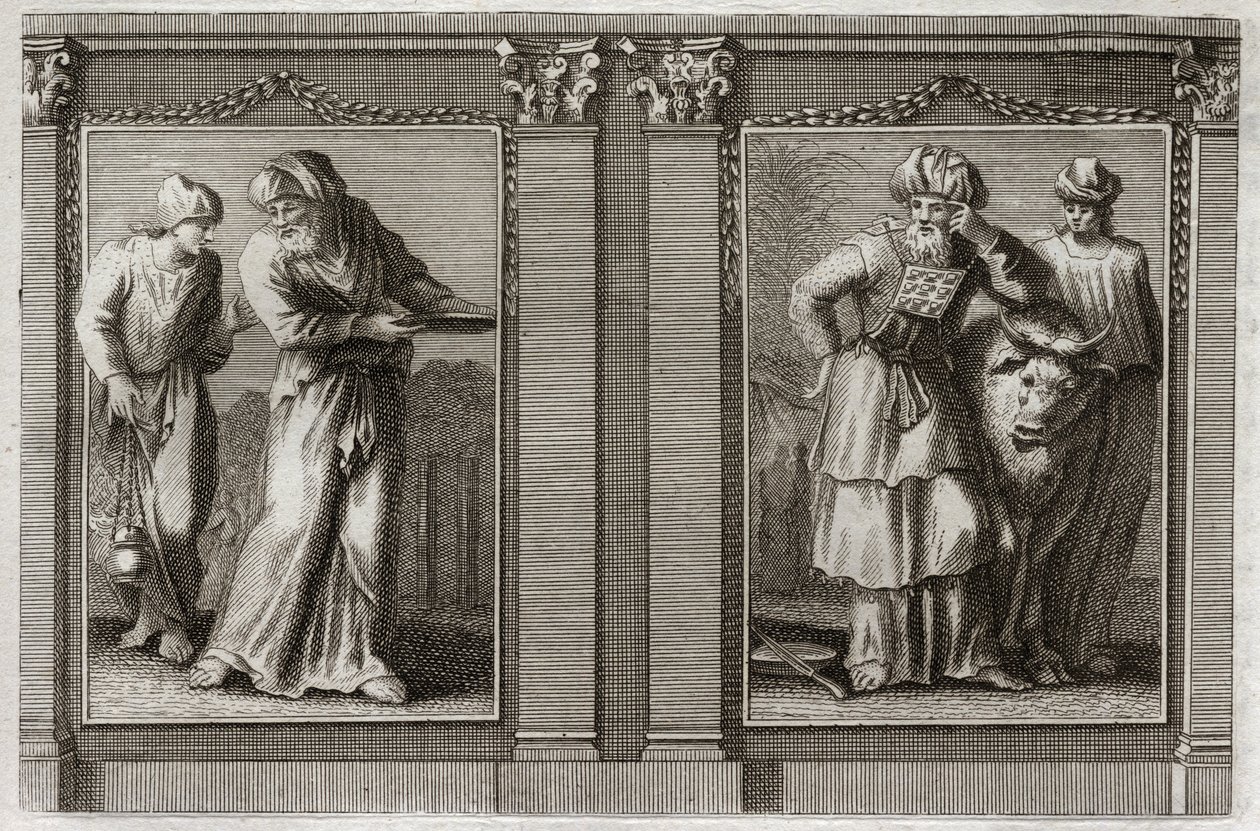 Bíblia de Royaumont, Velho Testamento: Roupas dos Sacerdotes. Figura das vestes do Grande Sacerdote, e dos outros Levitas. Ilustração de 1811. de Unknown artist