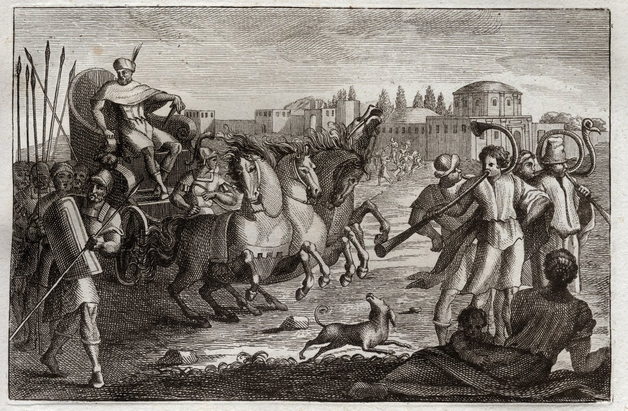 Bíblia de Royaumont, Velho Testamento: Elevação de José. José é ressuscitado em glória. Ilustração de 1811. de Unknown artist