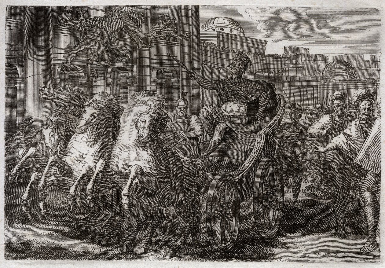 Bíblia de Royaumont, Velho Testamento: Jezabel come cães. Jehu atirou Jezabel de uma janela, e ela comeu de cães. Ilustração de 1811. de Unknown artist