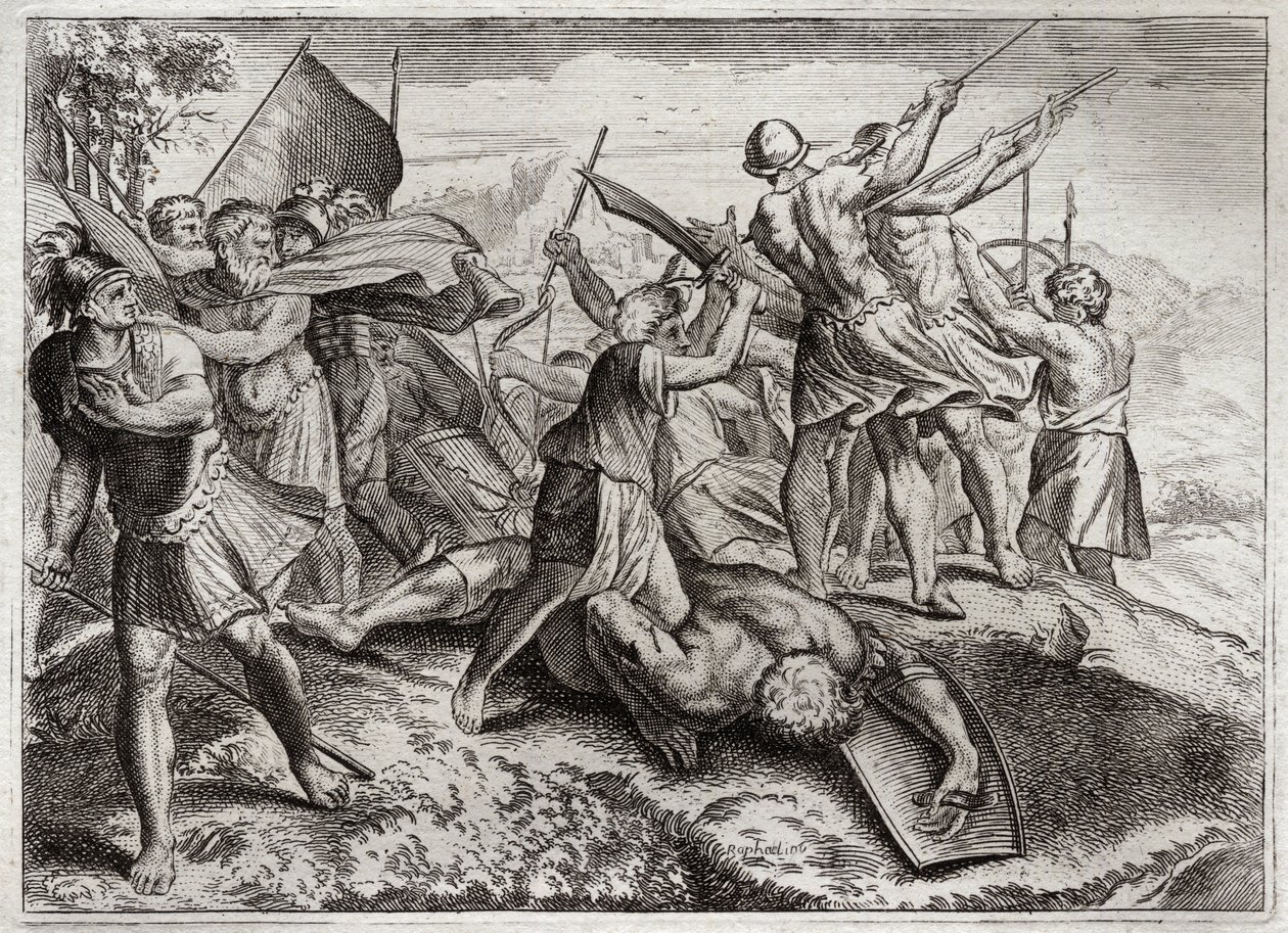 Bíblia de Royaumont, Velho Testamento: Jonathas Pontiff. Jonathas (Jonathan) sucede a seu irmão Judas Machabee (Maccabee, Macabee) à frente da revolta contra os Seleucidas. Ele conquistou várias vitórias. Diodote Tryphon finalmente surpreende-o por traição de Unknown artist