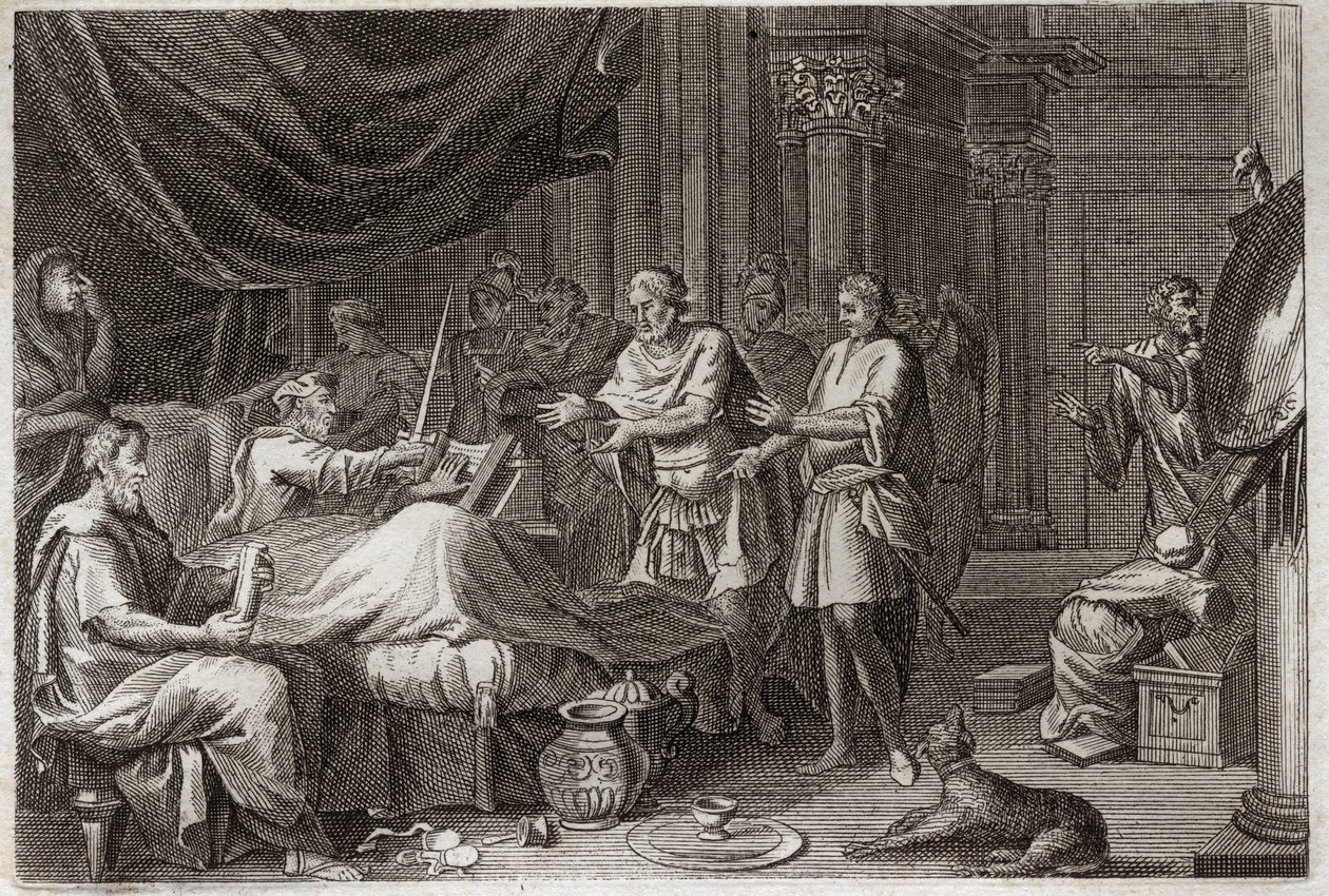 Bíblia de Royaumont, Velho Testamento: Judas Machabee. Judas Machabee (Maccabee, Macabee) sucedeu seu pai Matathias (Mathathias, Mattathias) na conduta do exército, e apoiou todo o povo judeu contra a opressão dos Seleucidas. Illustra de Unknown artist