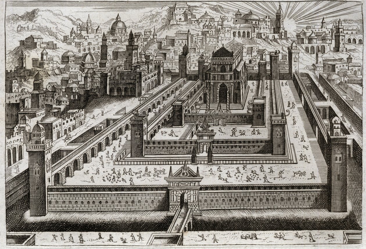 Bíblia de Royaumont, Velho Testamento: Templo de Salomão. Salomão construiu o Templo em Jerusalém. Ilustração de 1811. de Unknown artist
