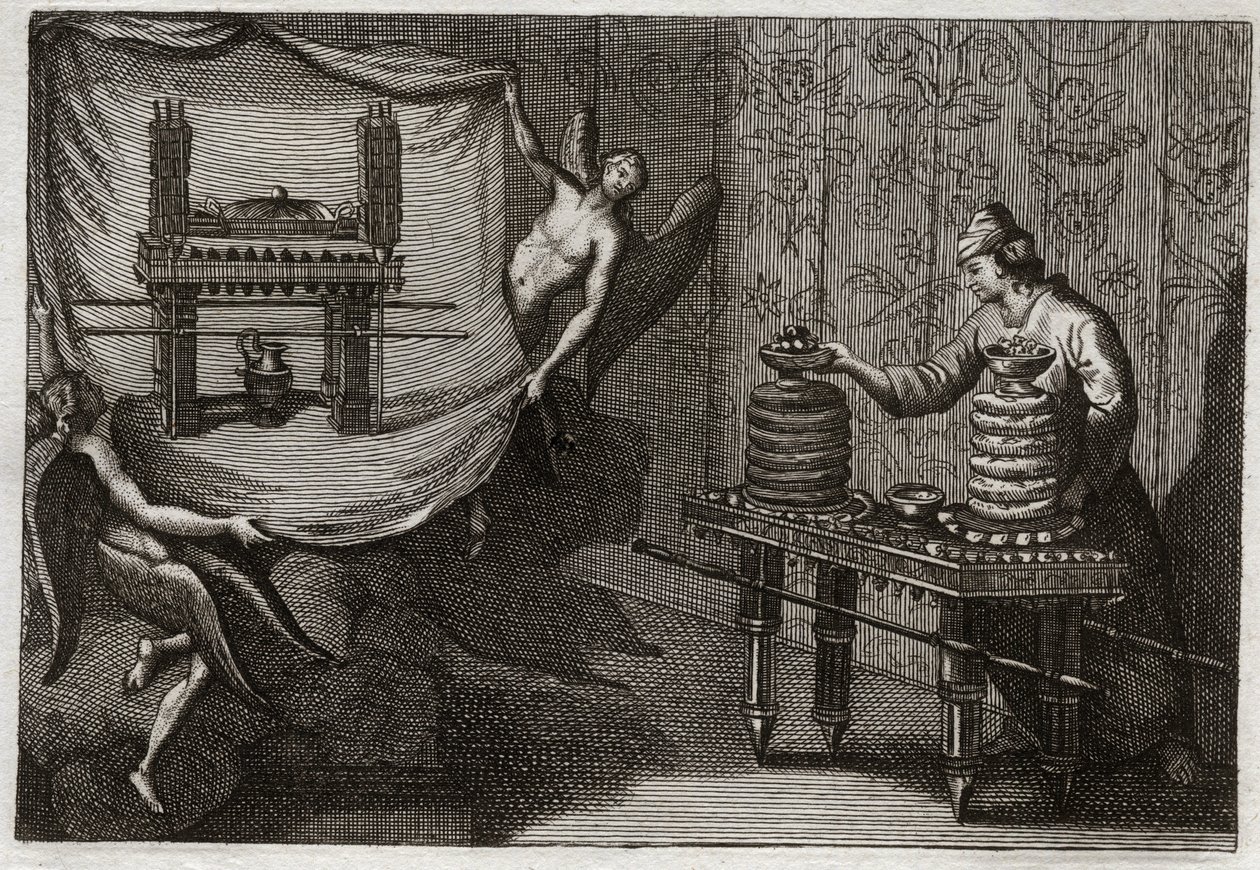 Bíblia de Royaumont, Velho Testamento: A mesa de propostas de pães no Tabernáculo. Ilustração de 1811. de Unknown artist