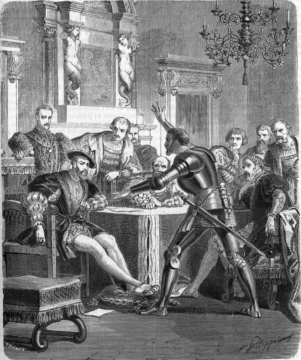 Blaise de Monluc (1502-1577), Marechal de França na corte de François 1st. Gravura do século XIX. de Unknown artist