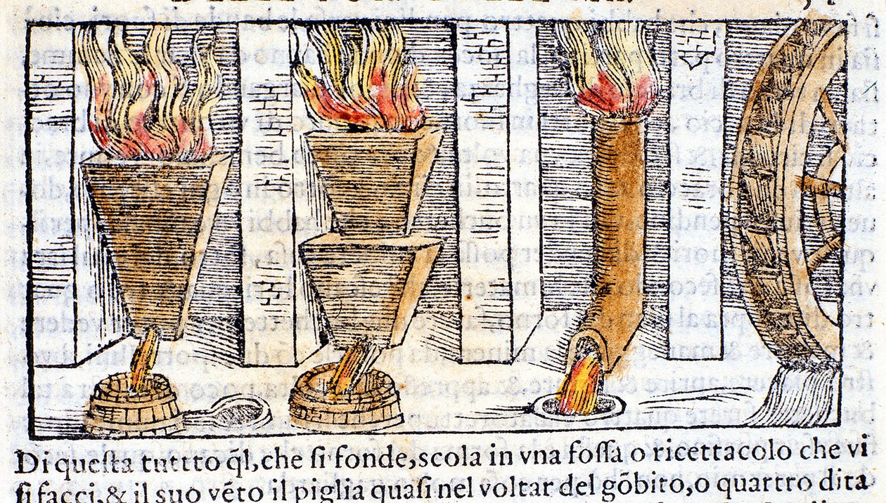 Alto forno - na "Pirotecnia" de Biringuccio de Unknown artist