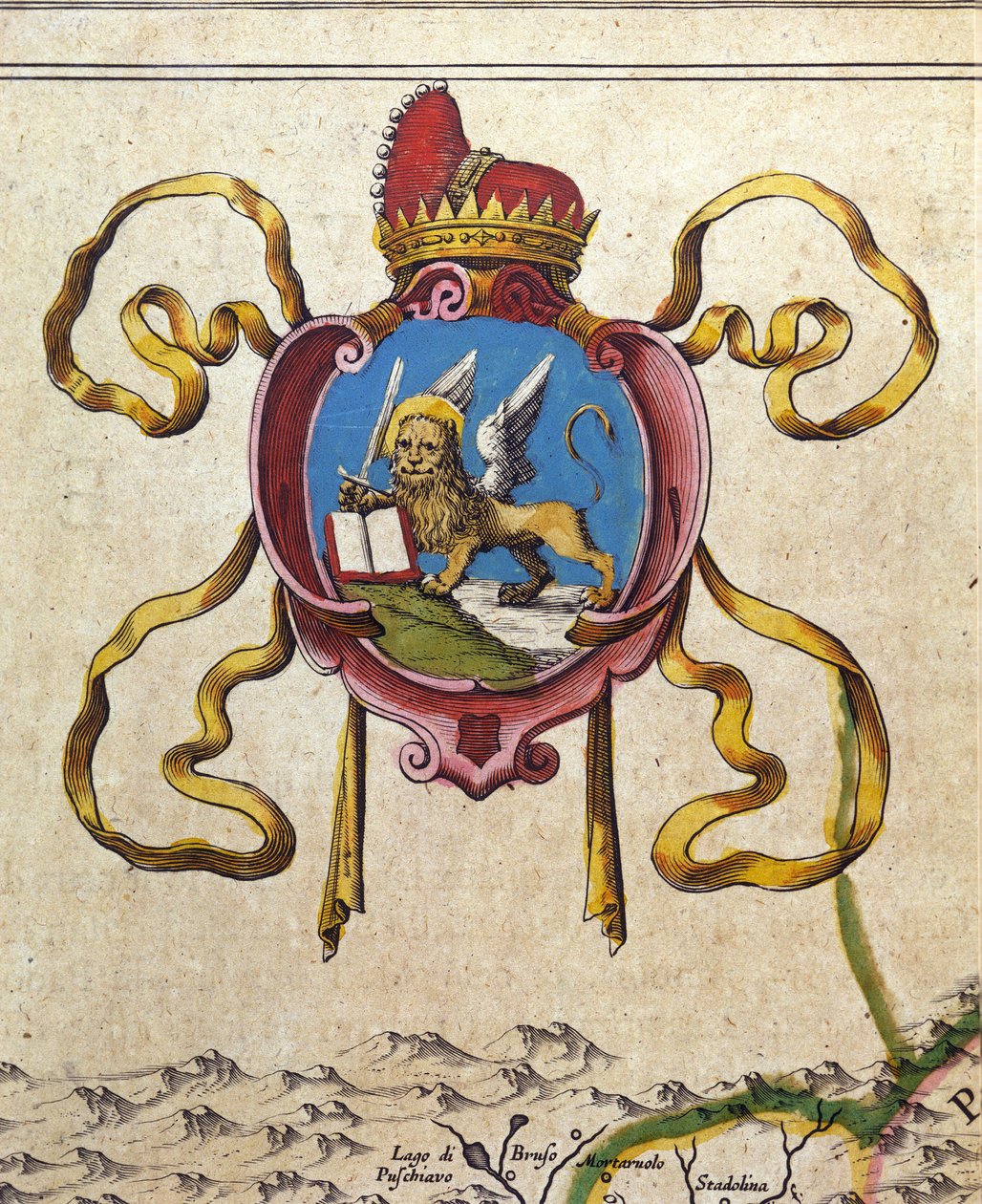 Blazon da República de Veneza enfeita o leão de São Marcos. Século XIX de Unknown artist