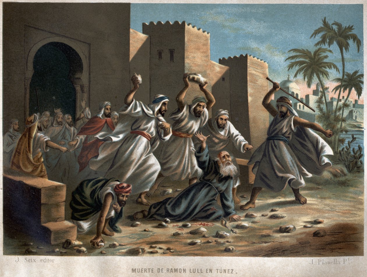 O Beato Raymond Lulle morreu no catalão Ramon Llull, em espanhol Raimundo Lulio (Lullo) (Lull) filósofo, teólogo e poeta catalão (1235 a 1315). de Unknown artist