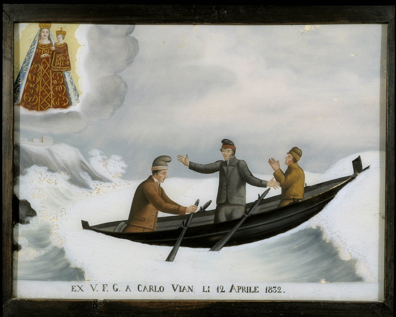 Barco no mar ininterrupto - ex-voto da Notre Dame de Laghet de Unknown artist