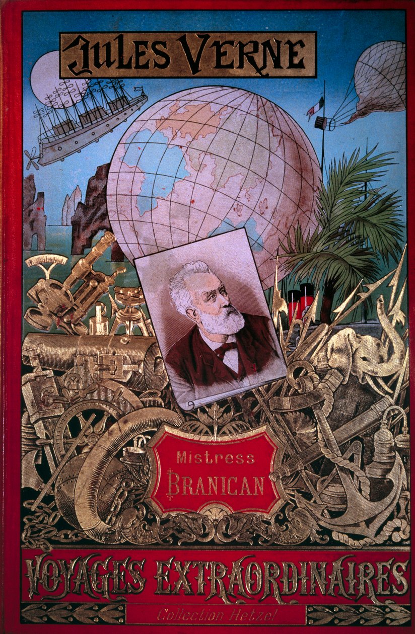 Capa do livro "Mistress Branican" de Jules Verne (1828-1905) na colecção "Voyages extraordinaire" Paris, B.N. do século XIX. de Unknown artist