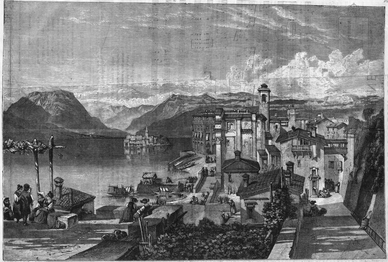 Ilhas Borromeas do Lago Maggiore (Lago Maggiore na Lombardia) na Itália: Vista da Isola Bella (Ila-Bella). Gravação em "L
