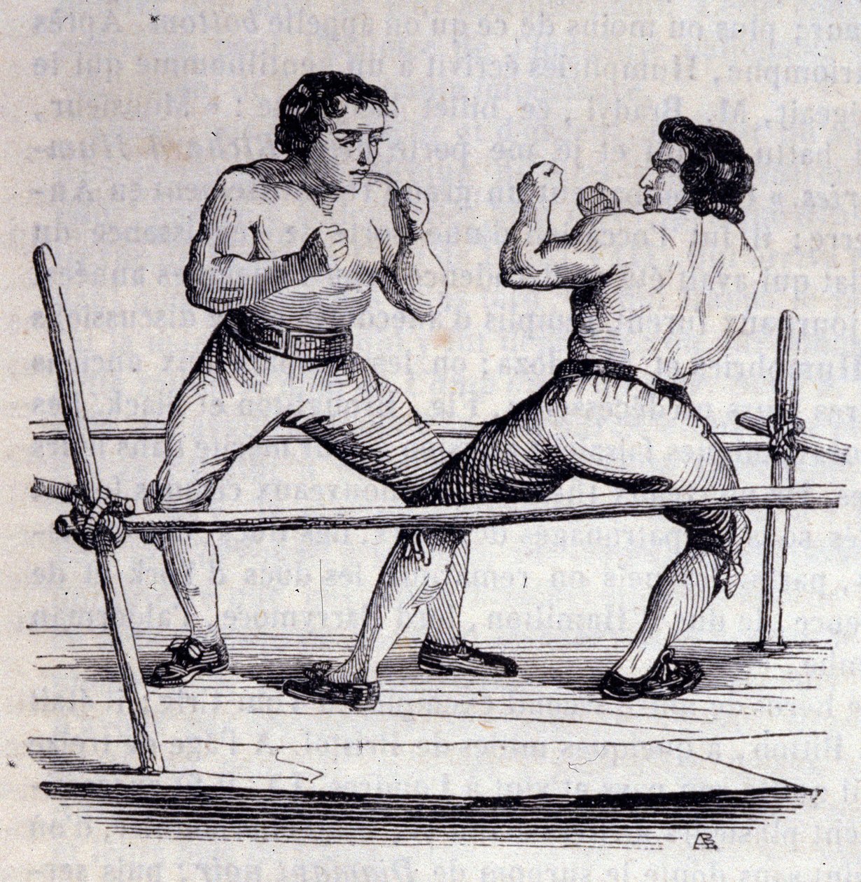 Boxeadores Daniel Mendoza (1764-1836) e Richard Humphreys (Humphreys) em 1790. Gravura do século XIX de Unknown artist