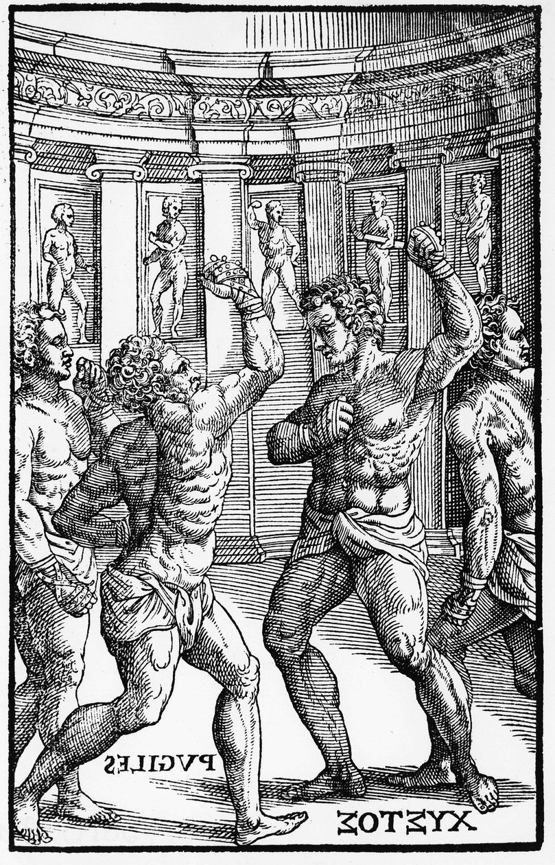 Boxers, lutadores - em "Hieronymi Mercurialis de Arte Gymnastica", edição Veneza de Unknown artist