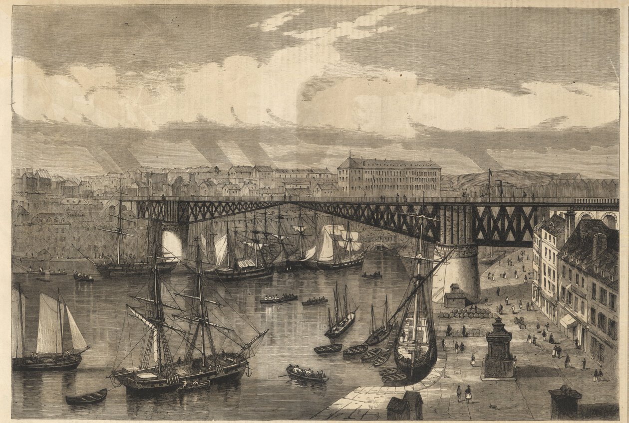 Brest - a grande ponte basculante em 1864 - Ponte Nacional - ponte basculante - de Unknown artist