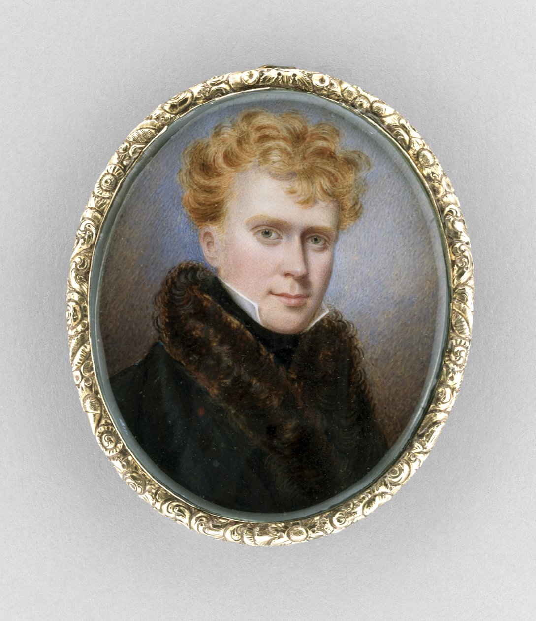 Broche com Retrato de um Homem, c.1840 (aquarela sobre marfim de Unknown artist