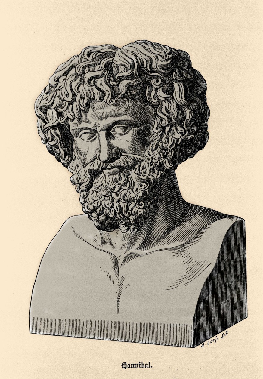 Busto de Hannibal ou Annibal Barca (247 a.C. - 183 a.C.), general cartaginês e estadista. de Unknown artist