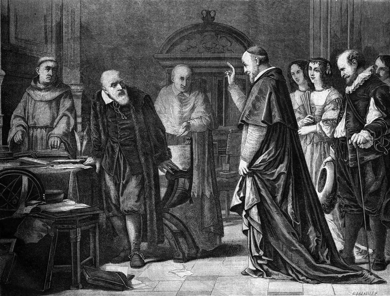 Cativeiro de Galileu Galilei dit Galileu (1564 - 1642) no palácio do arcebispo de Siena. de Unknown artist