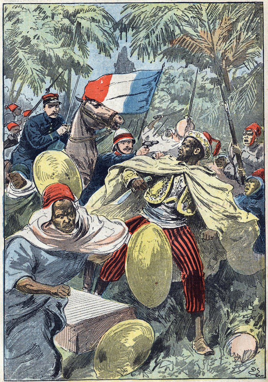 Captura de Samory Toure (cerca de 1830-1900), líder sudanês e opositor da colonização francesa em África, pelo Capitão Gouraud e pelo Tenente Jacquin. Sudão de Unknown artist