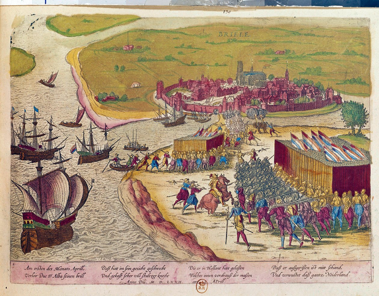 Captura do forte de Brielle em 1572 Hollande. Gravura do século XVII a.N. Paris de Unknown artist