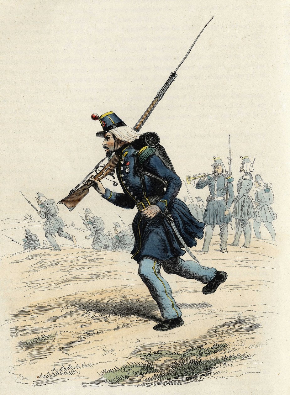 Carabineiros dos caçadores de Orleães do exército francês, criados em 1840 e enviados à Argélia em 1841, In "L