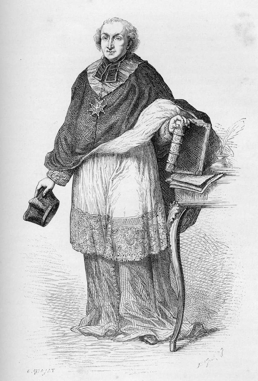 Cardeal Etienne-Charles de Lomenie de Brienne - Etienne de Lomenie de Brienne (1727-1794), prelado e político francês - - gravura de "L