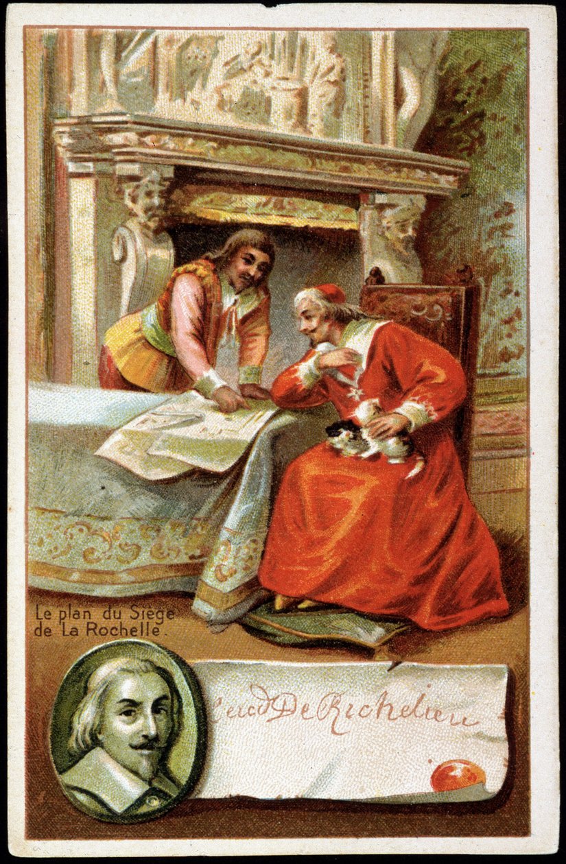 O Cardeal Richelieu e o plano do cerco de La Rochelle (1627 - 1628) de Unknown artist