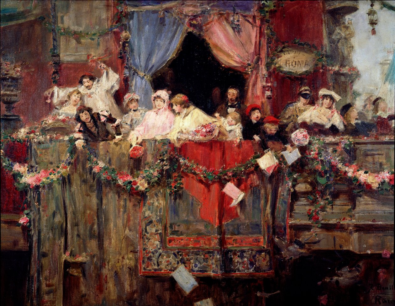 Cena de Carnaval em Roma Pintura anónima. Roma do século XIX, museo del folclore de Unknown artist
