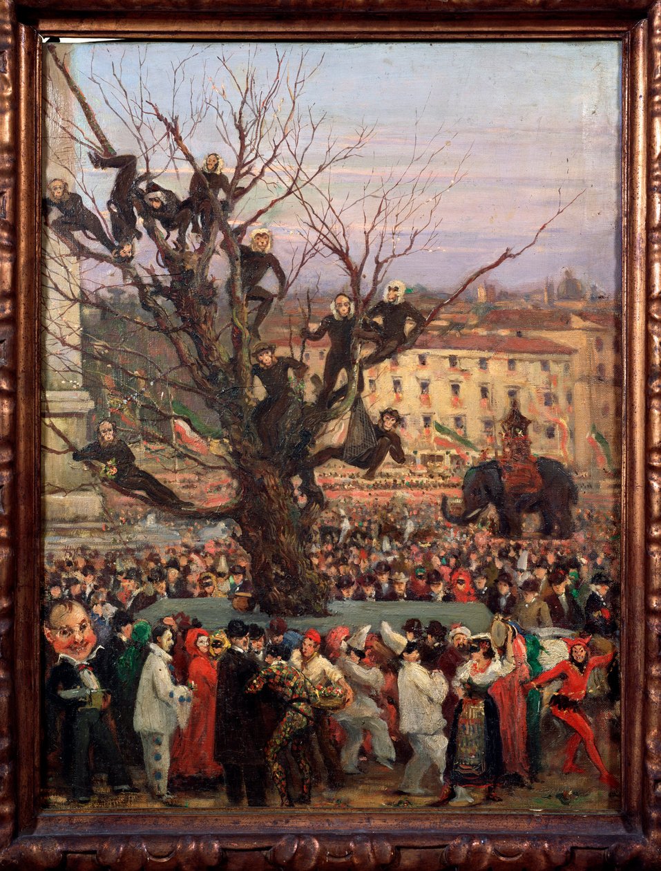 Cena de carnaval nas ruas de Roma Pintura anónima. Roma do século XIX, Museo del Folklore de Unknown artist