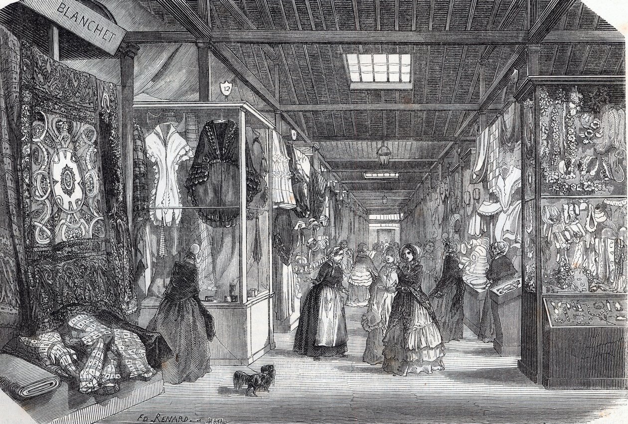 Carre du Palais Royal (Palais-Royal) em Paris no século XIX - Gravura em "Tableau-de-Paris" de Edmond Texier 1852 de Unknown artist